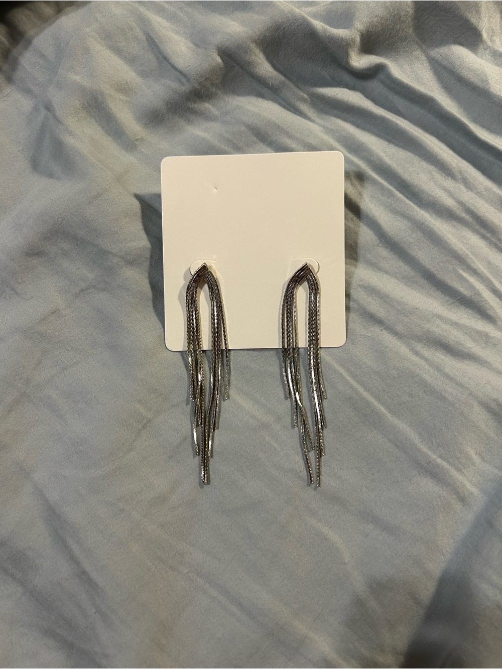 Silver Fringe Drop Earrings -  Fashion Brand